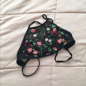 Xhilaration Rose Embroidered Bikini Top